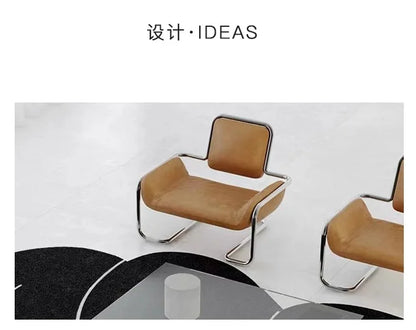 Nordic designer stainless steel embossed modeling stool balcony leisure chair personalized backrest sofa chair hotel lobby
