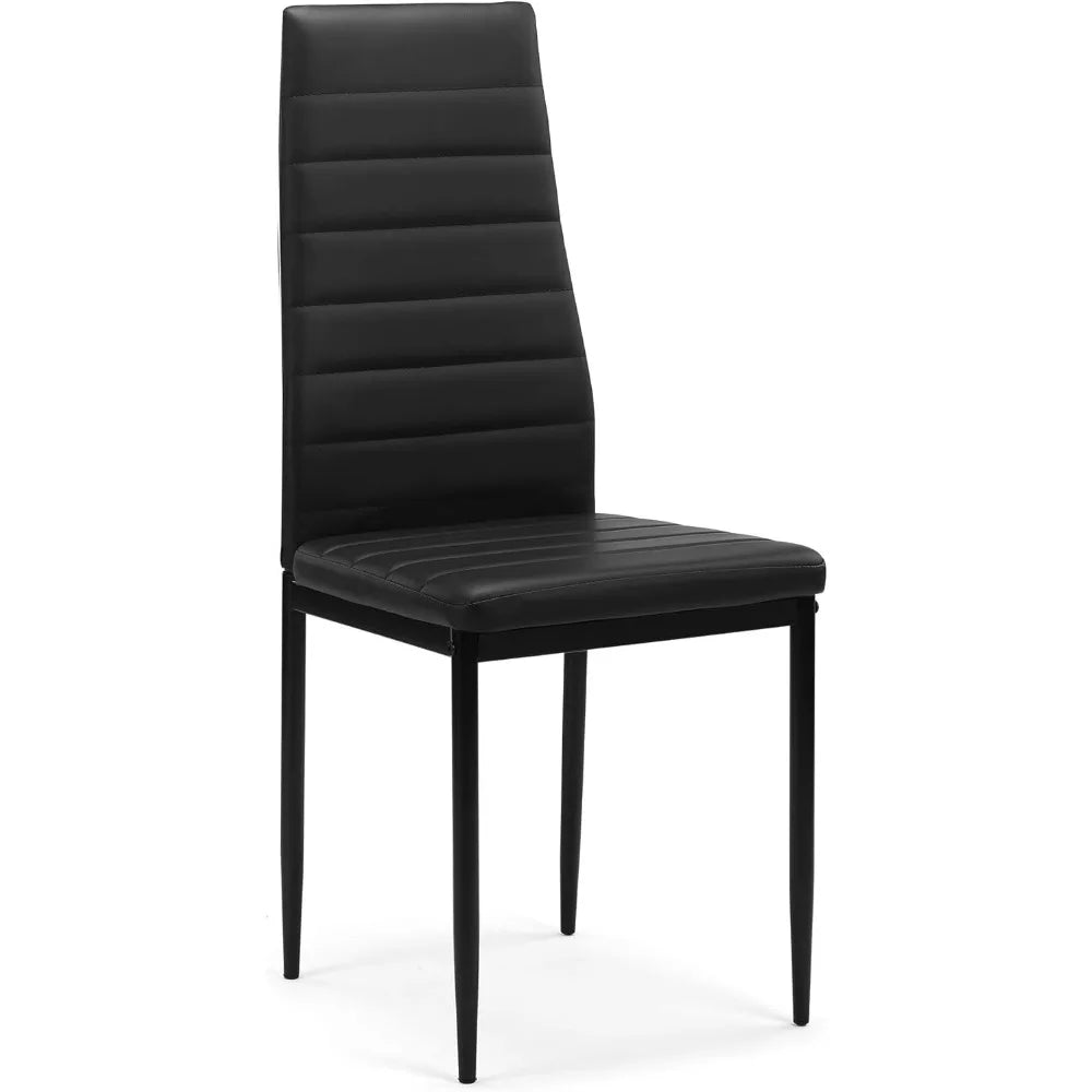 White Modern PU Dining Chairs Set of 4 - Waterproof Fabric, Silver Chrome Legs, Compact Design for Kitchen and Dining Area