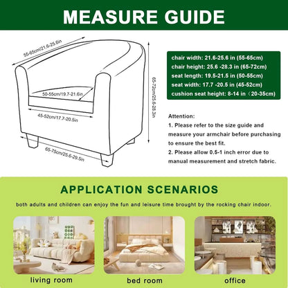 Stretch Club Chair Slipcover 2 Piece Printed Tub Chair Slipcover Stretch Armchair Cover Single Sofa Cover Furniture Protector