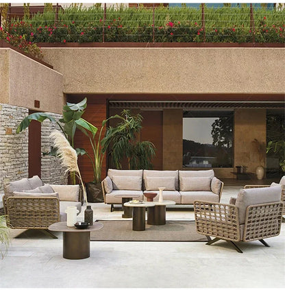 Nordic Designer Outdoor Garden Sofas Villa Leisure Area Lazy Sofa Home Balcony Sofa Chair Combination Luxury Outdoor Furniture L