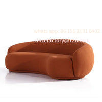 Customizable Qiyu Apartment B & B Cashew Curved Sofa Living Room Cream Flannel Teddy Flannel Sofa Small Apartment