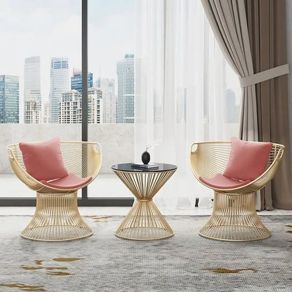 High-end stainless steel dining chair single sofa chair designer home living room wrought iron balcony