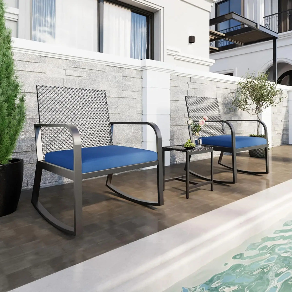 7-Piece Patio Furniture Set, Outdoor Couch with Dining Table & Ottomans, PE Rattan Sofa Set with Cushions for Deck, Yard, Poolsi