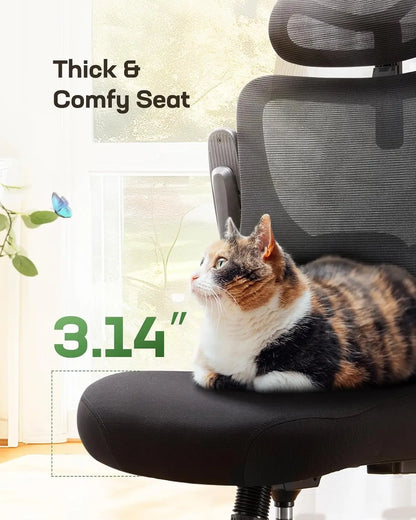 Ergonomic Office Chair with High Back Mesh, Adjustable Lumbar Support, and 3D Armrests for Comfortable Work