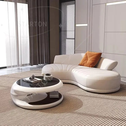 Nordic Modern Luxury Curved Leather Sofa Multi-seat Combination for Home Italian Design Living Room Villa Leather Sofa Set