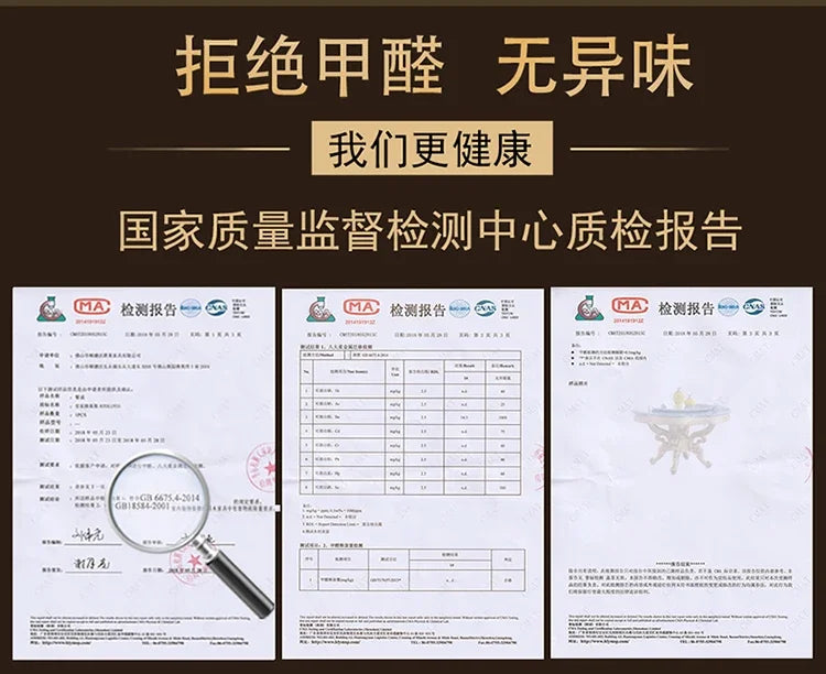 A55 European dining table andchairs American marble round table with turntable solid wood carving flower luxury champagne gold r