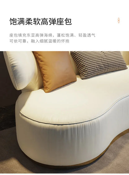 Light luxury first-layer cowhide curved sofa small apartment living room