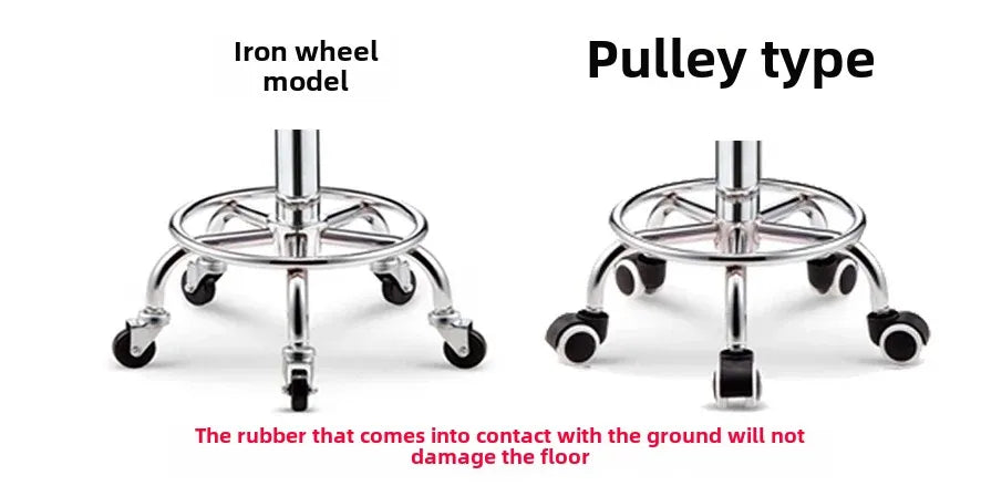 PU Leather Modern Rolling Stool Low Back Height Adjustable Work Salon Drafting Swivel Task Chair with Footrest