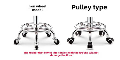 PU Leather Modern Rolling Stool Low Back Height Adjustable Work Salon Drafting Swivel Task Chair with Footrest