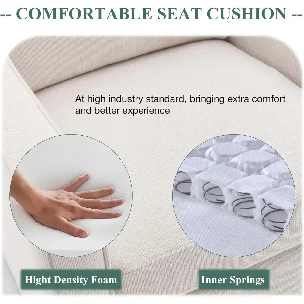 Premium Living Chair Fabric Leisure Armchair With Innerspring Seat Cushion Lumbar Pillow Metal Base Swivel Accent Chair