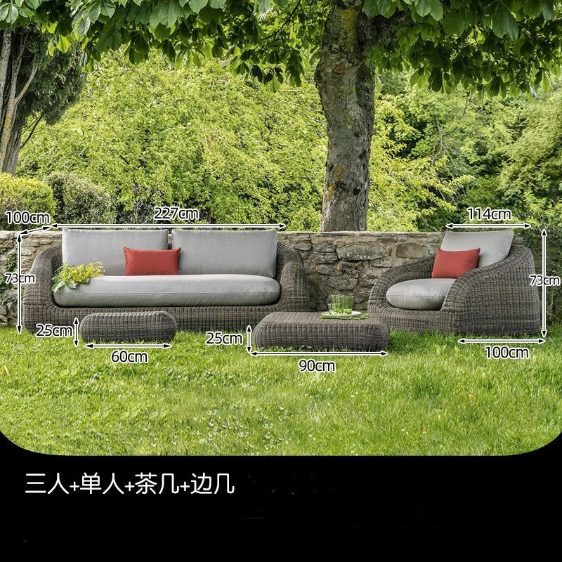 Outdoor courtyard rattan sofa rattan chair leisure sun room outdoor garden terrace round rattan sofa chair open-air furniture