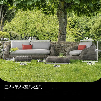 Outdoor courtyard rattan sofa rattan chair leisure sun room outdoor garden terrace round rattan sofa chair open-air furniture