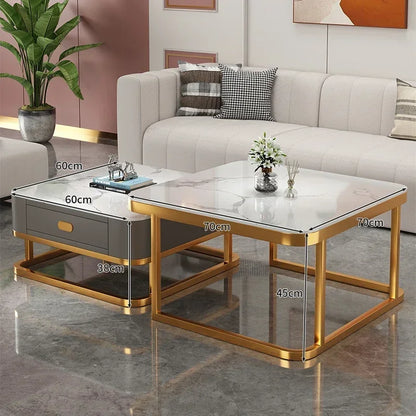 Glass Luxury Coffee Tables Bedside Centre Center Coffee Tables Gold Combination Nordic Basse De Salon Living Room Furniture