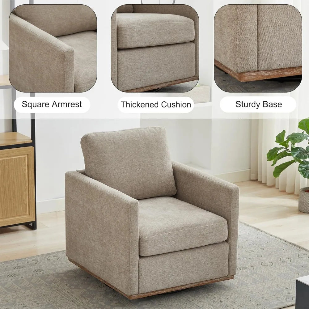 Swivel Accent Chair Set of 2, 360 Degree Square Swivel Barrel Chair for Living Room, Mid Century Modern Upholstered Accent Chair