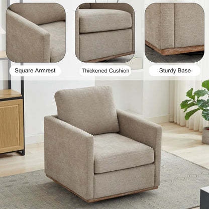 Swivel Accent Chair Set of 2, 360 Degree Square Swivel Barrel Chair for Living Room, Mid Century Modern Upholstered Accent Chair