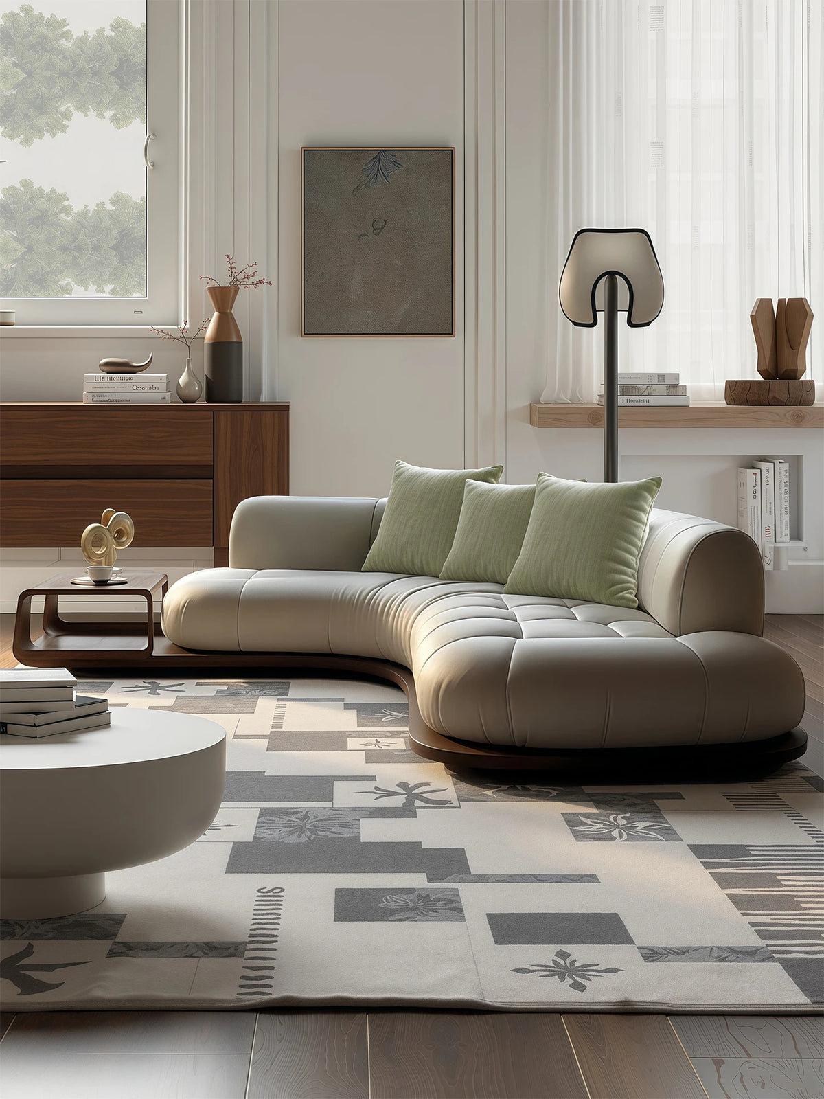 Arc corner sofa living room corner creative coffee table combination furniture simple and modern