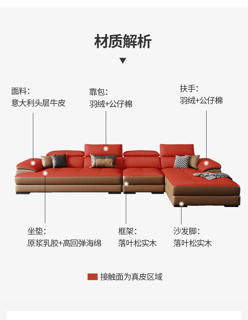 European Living Room Sofa Genuine Leather Sectional Corner Sofas Modular Luxury Sofa Sala De Estar De Luxo Modern Furniture