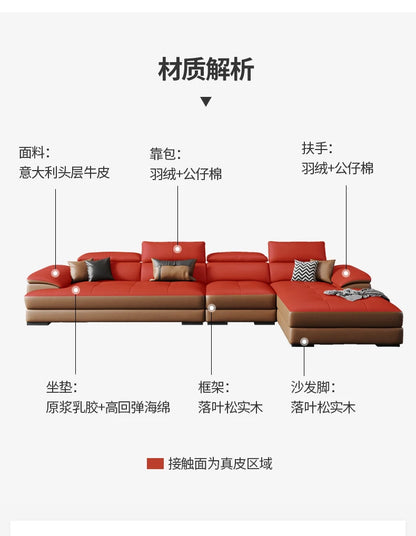 European Living Room Sofa Genuine Leather Sectional Corner Sofas Modular Luxury Sofa Sala De Estar De Luxo Modern Furniture
