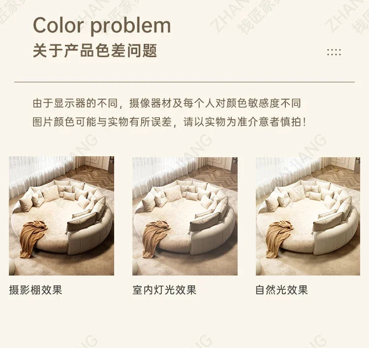 M71 round Bed Double Marriage Bed Modern Simple Home Hotel 2M Serena Large round Cream Wind Bed in Master Bedroom