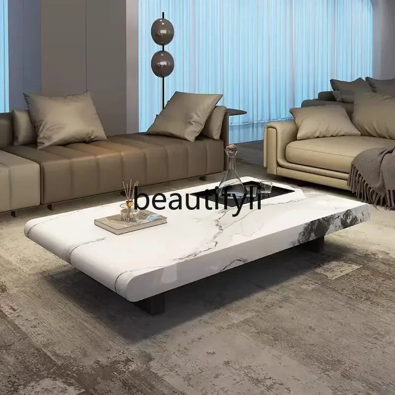 53 Italian Minimalist Snow Mountain White Modern Living Room Rectangular Oval Marble Coffee Table