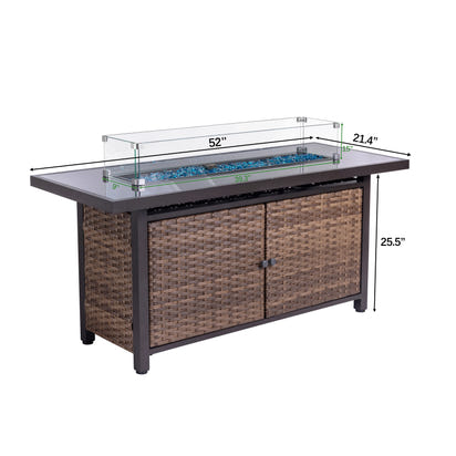 42 Inch Gas Fire Pit Table, 50,000 BTU Propane Pits for Outside with Steel Lid and Waterproof Cover, 2 in 1 Firepit Table