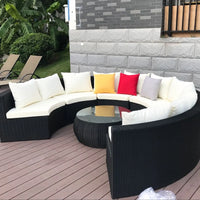 Living Room Combination Garden Sofas Courtyard Simple Lawn Coffee Table Garden Backrest Pe Rattan Furniture Sofá Jardín MHHYSF