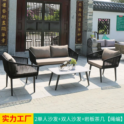 Outdoor Nordic Garden Sofas Hotel Balcony Combination Modern Garden Sofas Terrace Metal Furniture Divano Di Giardino MHHYSF