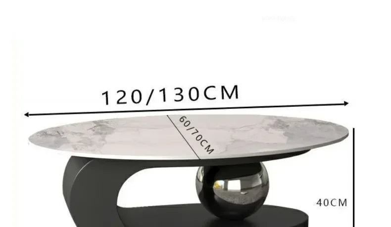 Bright Oval Coffee Tables for Tea Room Italian Rock Slab Easy To Clean Side Table Luxury Tables for Living Room a