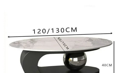 Bright Oval Coffee Tables for Tea Room Italian Rock Slab Easy To Clean Side Table Luxury Tables for Living Room a