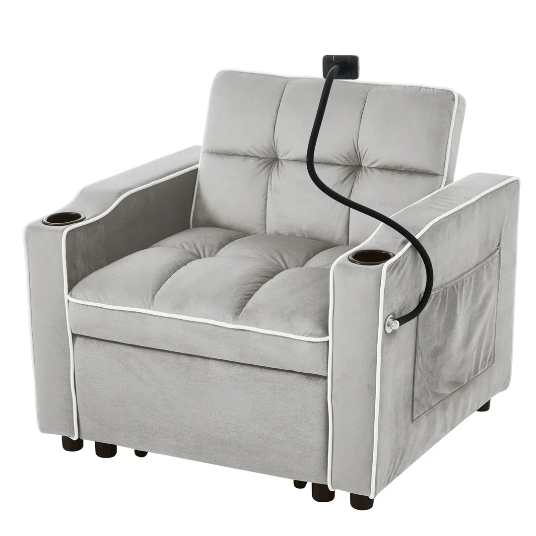 Three-in-one single-bed sofa, soft sleeper sofa, recliner sofa, backrest sofa, suitable for living room, 83*167*76 cm