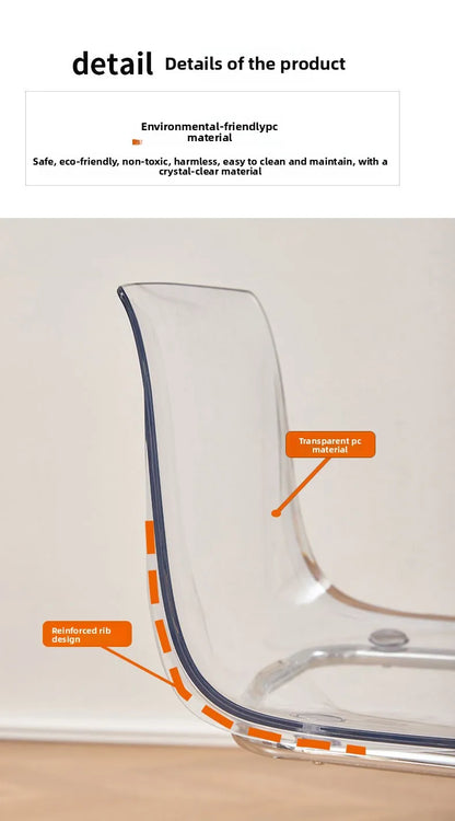 Nordic Modern Clear Acrylic Dining Chair Transparent Plastic Thickened Backrest Chair Simple Home Dining Room Furniture Design