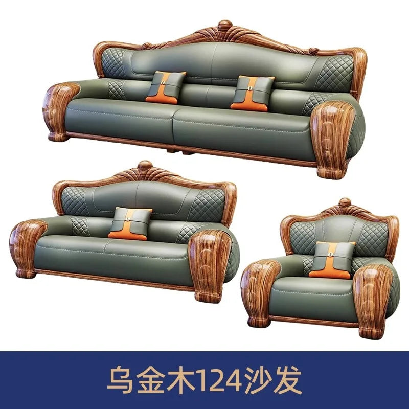 European-style villa, luxury ebony wood, leather art sofa