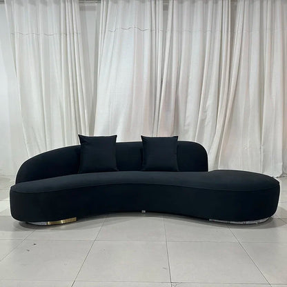 Modern Comfortable Velvet Fabric Couches for Home Luxury Commercial Sofas Set Furniture Couch Living Room Curved 3 Seater Sofa