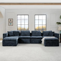 143 Inch U-Shaped Modular Sectional Sofa with Comfy Chaise, Deep Seat for Living Room, No Assembly Required, Blue