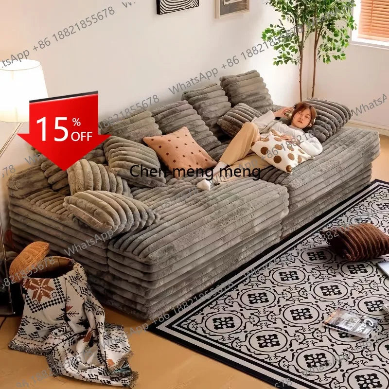 zS173Furniture Living Room Vacuum Compression Washable Corduroy Modern Boneless Couch Sofa Comprimido