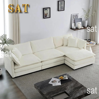 #For L-Shaped Modular Sectional Sofa, 3-Seater Comfy Cloud Couch with Ottoman/Chaise & 5 Pillows for Living Room Bedroom&
