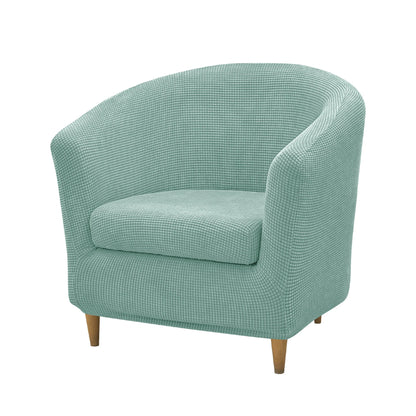 2pcs/set Jacquard Stretch Club Armchair Slipcover 1pc Barrel Tub Sofa Cover + 1pc Polar Fleece Couch Cover Furniture Protector