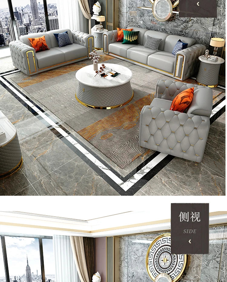 A2-7   new light luxury leather sofa living room combination size modern simple first-layer cowhide sofa