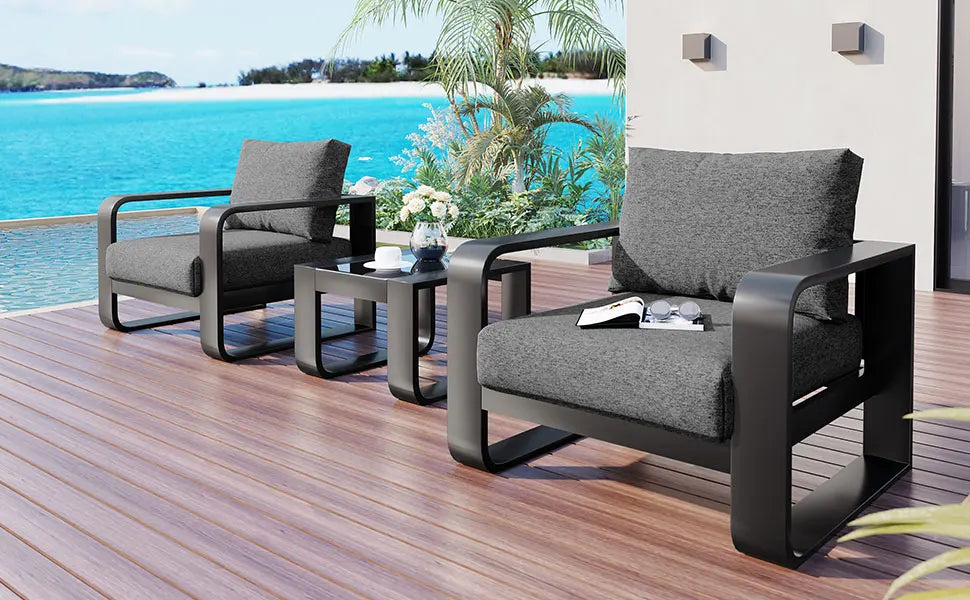 3-pieces Aluminum Frame Patio Furniture With 6.7