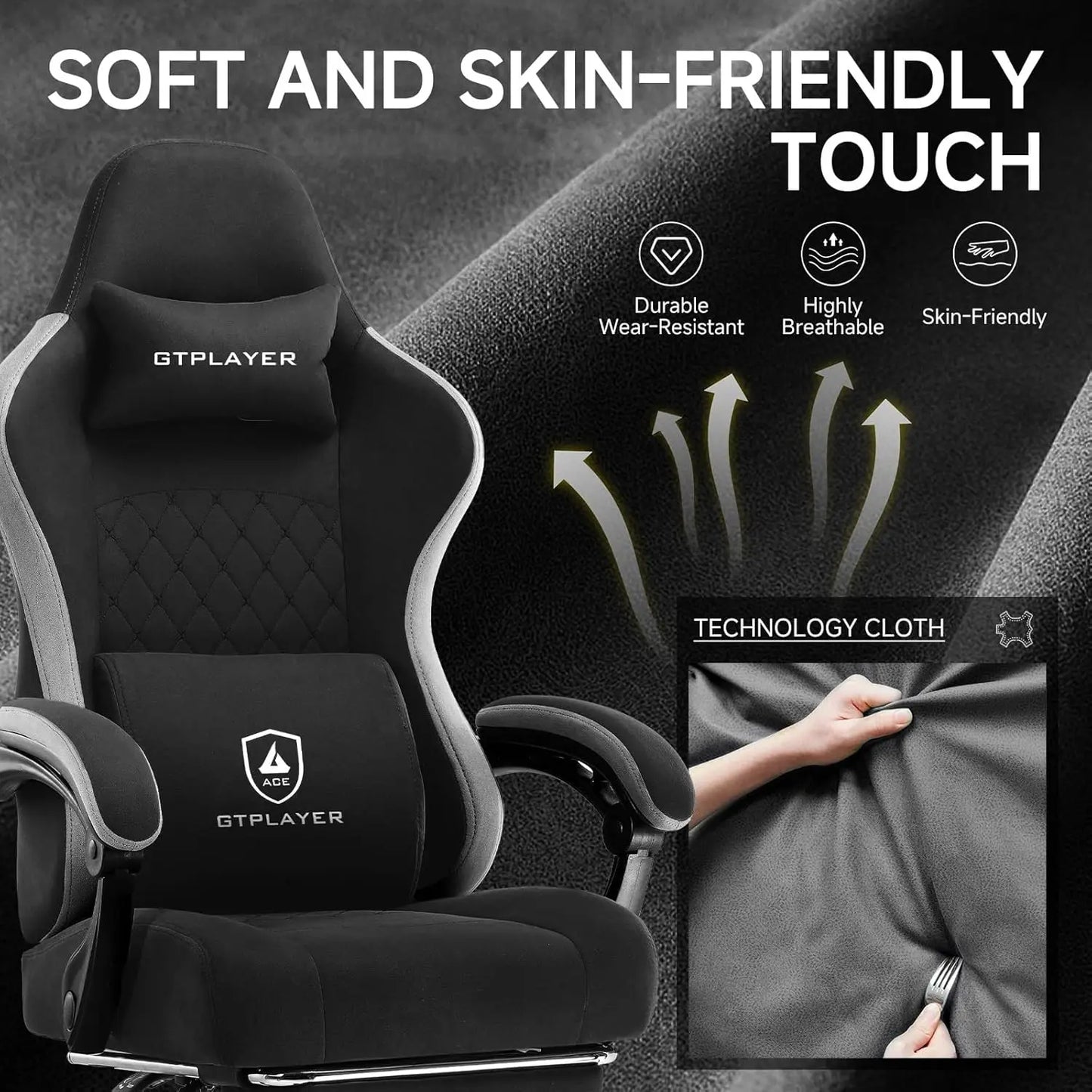 Ergonomic Office Chair with Footrest, Adjustable Height and Lumbar Support for Home Gaming Desk