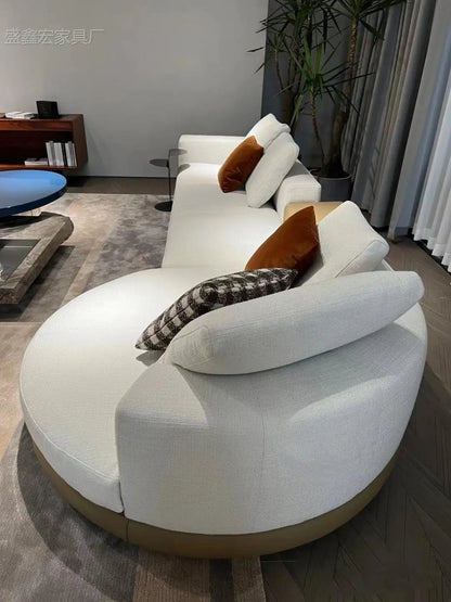 Modern simple straight corner cotton and linen round concubine modern living room sofa