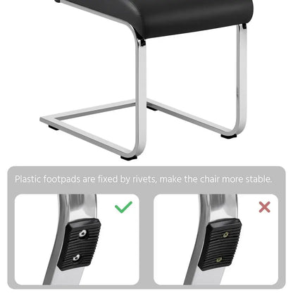 Dining Chairs Modern Leather High Back Dining Room Chairs with Metal Legs Home Kitchen Furniture Black, 2PCS