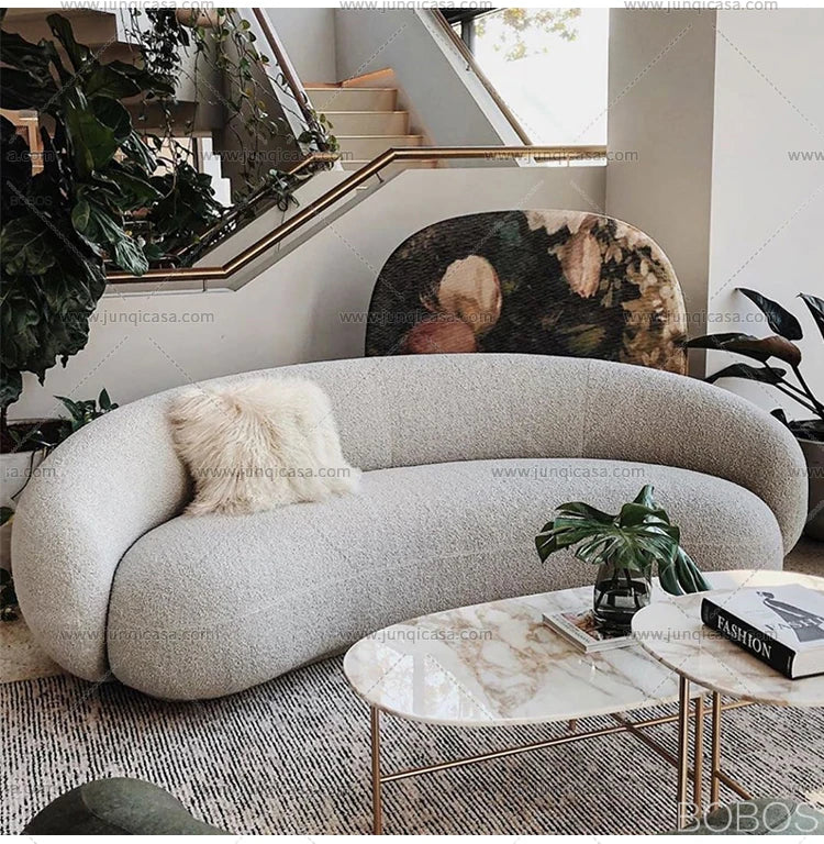 Modern Design Semi Circle Hotel Sofa Round Velvet Fabric Sectional Curved Sofas for Living Room Set