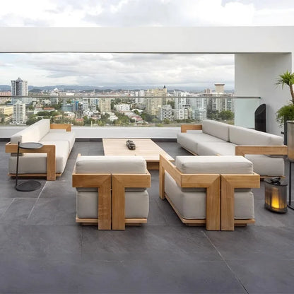 Outdoor Sofa Set Garden Furniture Lounge Furniture Sofa Outdoor Sofa Set Waterproof Aluminum Alloy Solid Wood