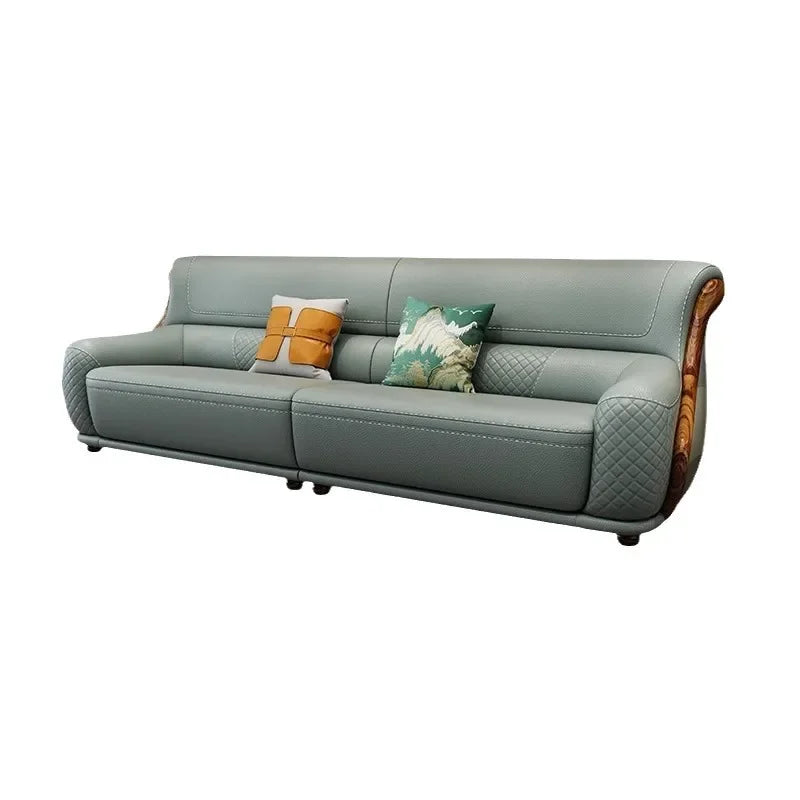 leather sofa new Chinese-style first-layer cowhide European-style solid wood living room corner combination villa
