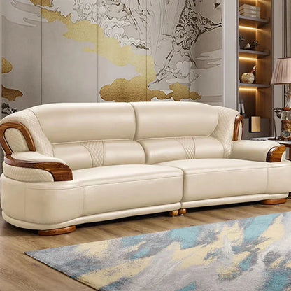 Designer Family Living Room Sofa Genuine Leather Sectional Floor Living Room Sofa Wood Minimalist Muebles Postmodern Furniture