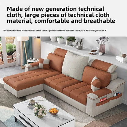Modern minimalist Nordic fabric sofa with recliner family small apartment hotel living room bedroom