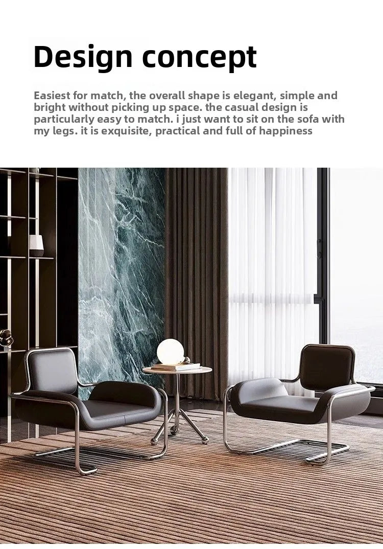 Nordic Designer Medieval Stainless Steel Light Luxury Minimalist Living Room Reception Leisure Single Chair Special-shaped Chair