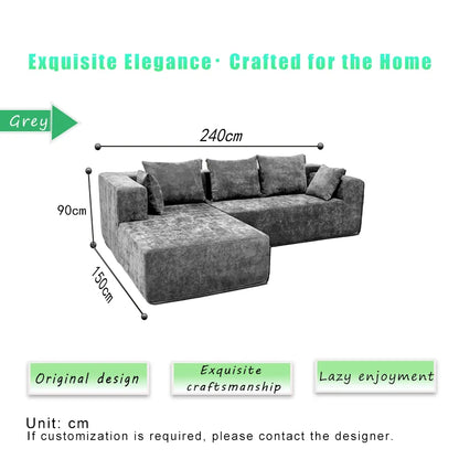Foam Modular Vacuum Upholstery Reclining Chaise for Living Room Apartment Compact Fabric Sofa in Box Sponge Compressed Sofa Bed