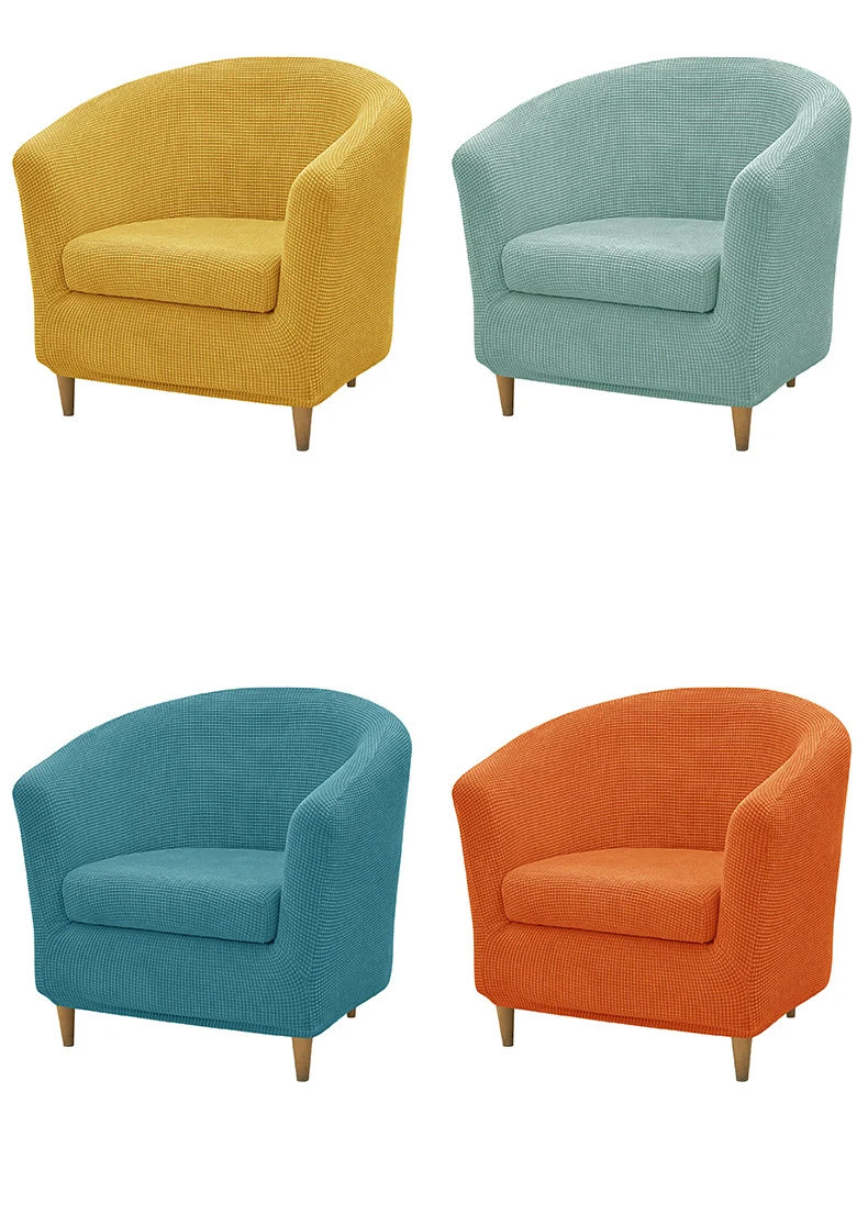 2pcs/set Jacquard Stretch Club Armchair Slipcover 1pc Barrel Tub Sofa Cover + 1pc Polar Fleece Couch Cover Furniture Protector